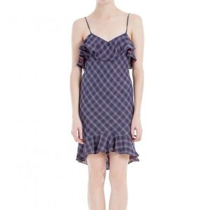 New Max Studio London Cotton Plaid Flounce Dress